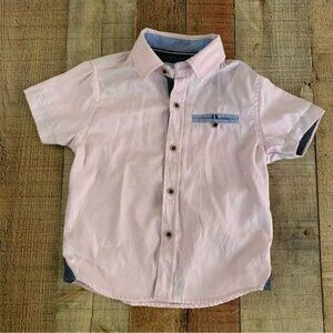 Craft + flow boys pink short sleeve button up -3T